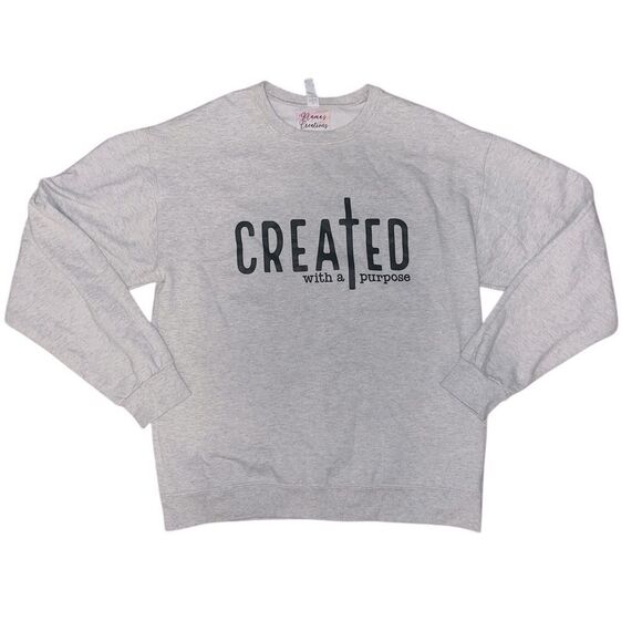 Custom Made Marled Gray Graphic Sweater - Picture 1 of 4